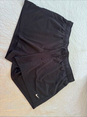 Nike Women's Black Athletic Running Shorts with White Swoosh, size XL